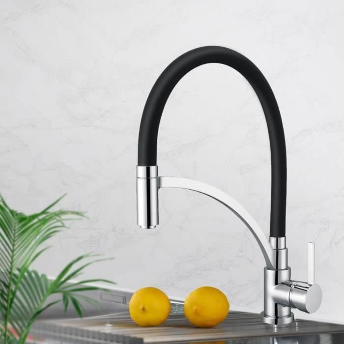 30% sur Robinet Cuisine Flexible Robinet avec 2 Types de Jets, Mitigeur  Cuisine Rabattable, Flexible Mitigeur Evier avec Eau Chaude et Froide  (Noir) - Installations cuisine - Achat & prix