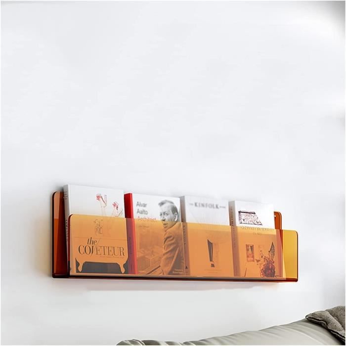 Lot De 2 Porte-revues Muraux En Acrylique Transparent – 40x15x5 Cm, étagère Invisible Pour Salon Ou Bureau
