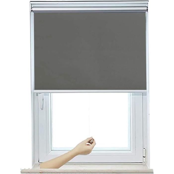 Store Enrouleur Occultant AOSKY Sans Cordon - Blanc Ivoire 120x180 Cm - Protection UV Et Isolation Thermique Pour Fenêtres Et Portes