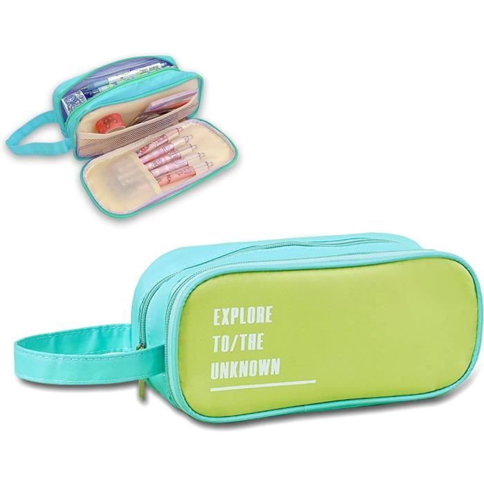 Trousse Scolaire Sciphylia Grande Capacité - 23x10x14cm - Tissu Oxford - Multifonction - Rose D'Eau