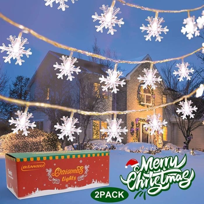 Guirlandes Lumineuses à 40 LEDs en Flocon de Neige 8 Modes, Chaînes de  Lumière 6M Décoration de Noël Anniversaire Mariage Fête - Cdiscount Maison
