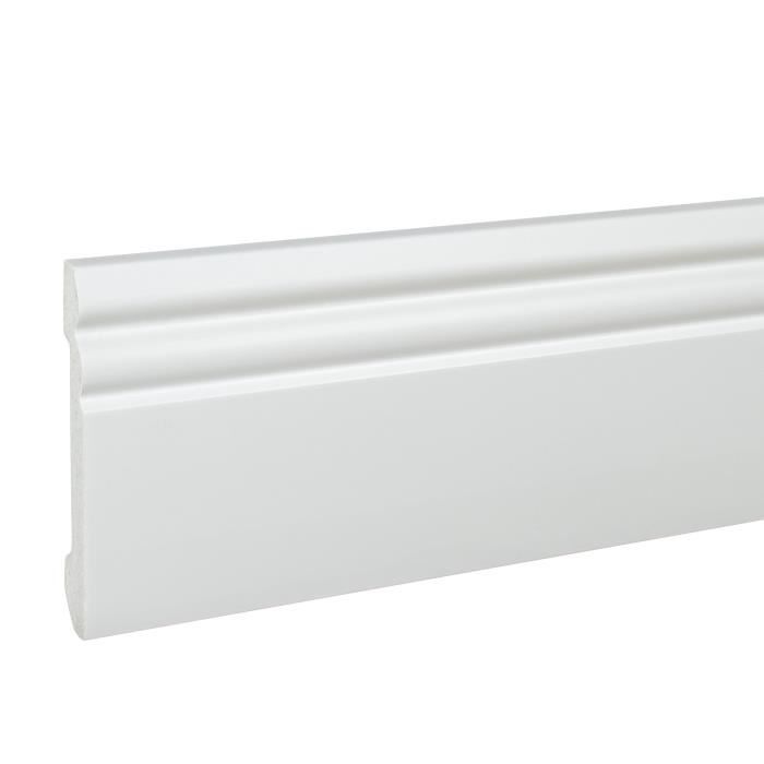 PROVISTON Plinthe Profil berlinois 16 x 100 x 2000 mm Plastique blanc de qualité supérieure, résistant à l'eau, robuste