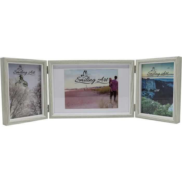 Cadre Photo Pliable Pour 3 Photos En Format Paysage Et Portrait Gris cadre-photo-pliable-pour-3-photos-en-format-paysage-et-portrait-gris