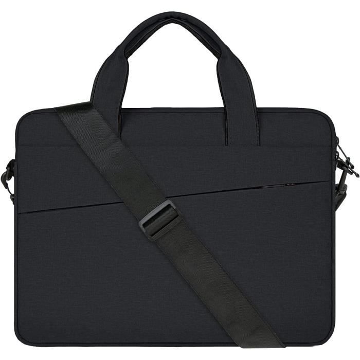 ODWTMRK Sacoche Ordinateur Portable 13-14 Pouces - Bandoulière Et Poignée - Beige Clair PU Cuir