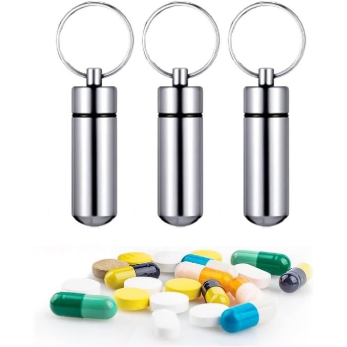 Pilulier Étanche Laiton Avec Porte-Clés - 12 X 56,5 Mm Idéal Camping Randonnée