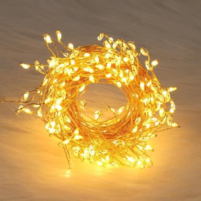 Guirlande Lumineuse Gypsophile 6 M 40 LED, Guirlande Lumineuse à Piles, Lumière Blanche Chaude