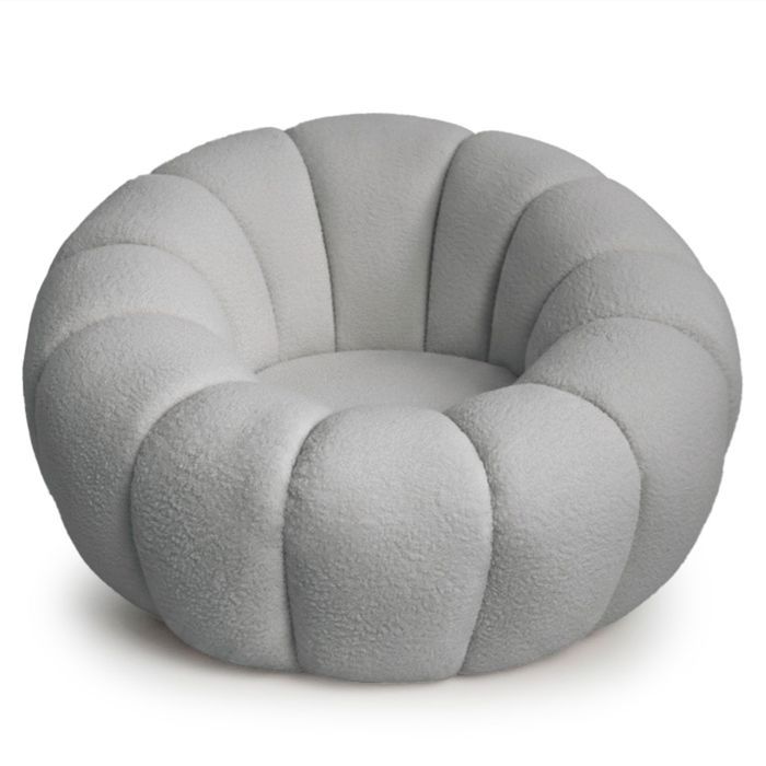MENZZO Fauteuil tournant design coquillage Arielina Tissu bouclette Gris MENZZO Fauteuil tournant design coquillage Arielina Tissu bouclette Gris
