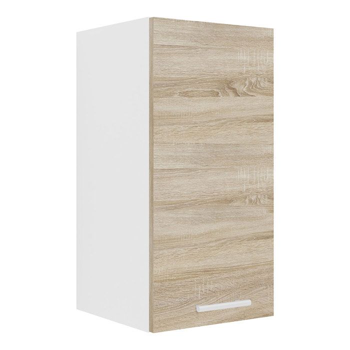 Esilo meuble haut de cuisine 30 cm 1 porte blanc décor chêne. Esilo meuble haut de cuisine 30 cm 1 porte blanc décor chêne.