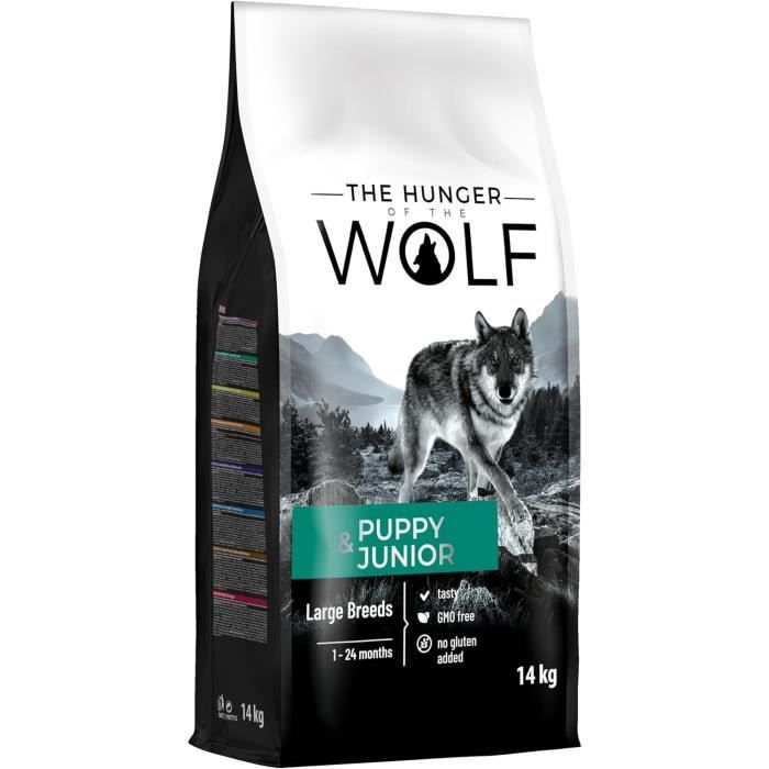 Croquettes pour chiens - The Hunger of the Wolf - 14 kg - Haute qualité - Riche en volaille - Junior