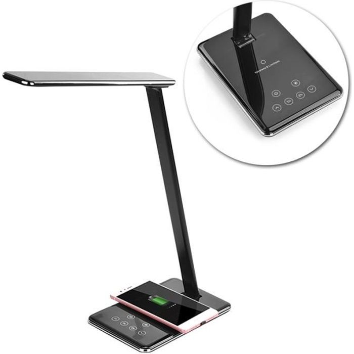 Led Lampe De Bureau Dimmable Pliante Table De Chevet Lumiere Avec Chargeur Sans Fil Qi Touch Control 4 Temperature De Couleur Avec Achat Vente Led Lampe De Bureau Dimmable Cdiscount