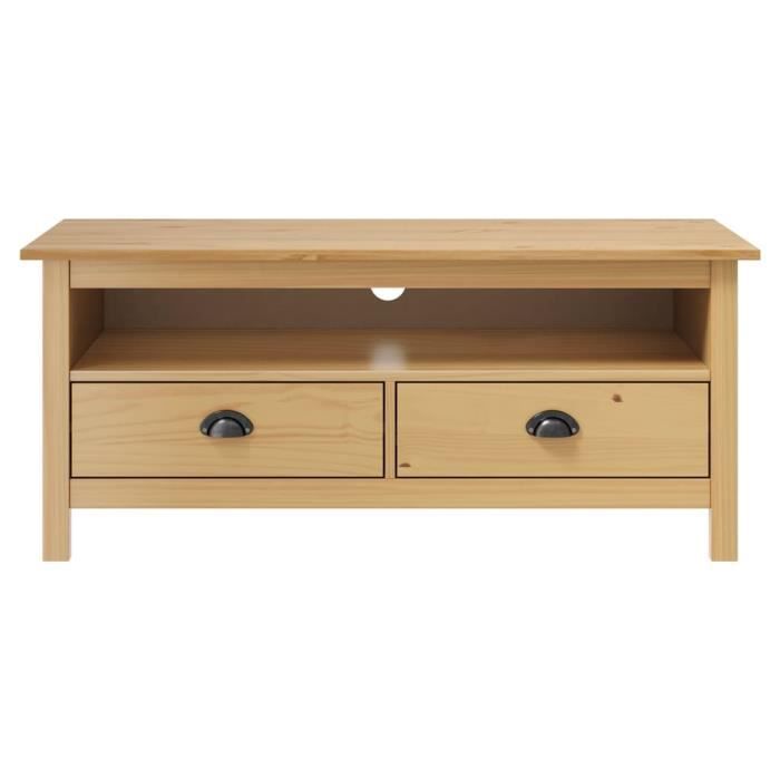 Meuble TV Console TV moderne-desgin Hill Range - HOME-MARKET - Bois de pin solide - Marron miel - 110x40x47cm