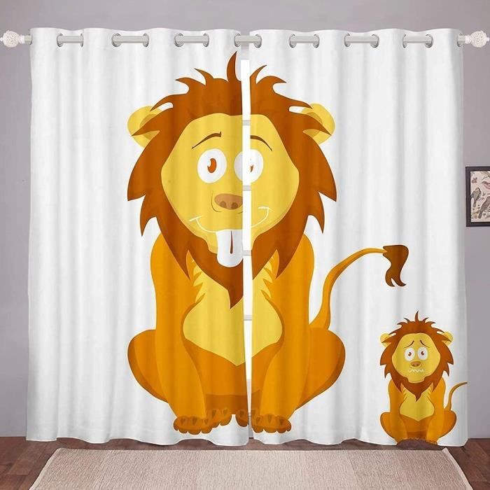 Rideau Photo Personnalisé Avec Motif Lion - Impression 3D Sur Mesure - Neuf