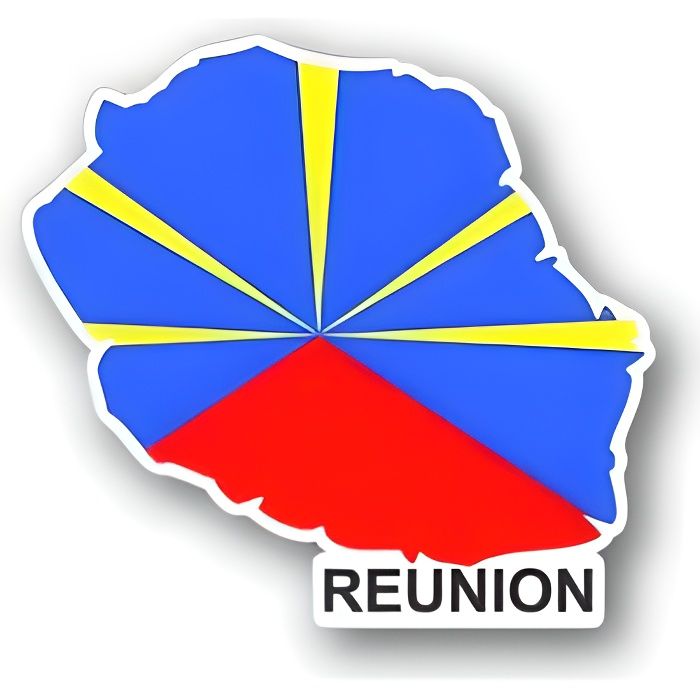 Autocollant sticker carte drapeau departement exterieur reunion ile