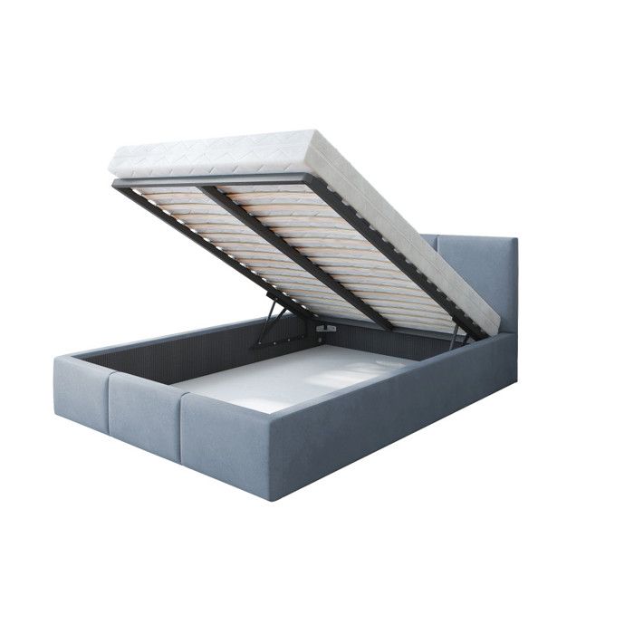 Lit coffre Tesia 140x190 - Sommier inclus Gris clair