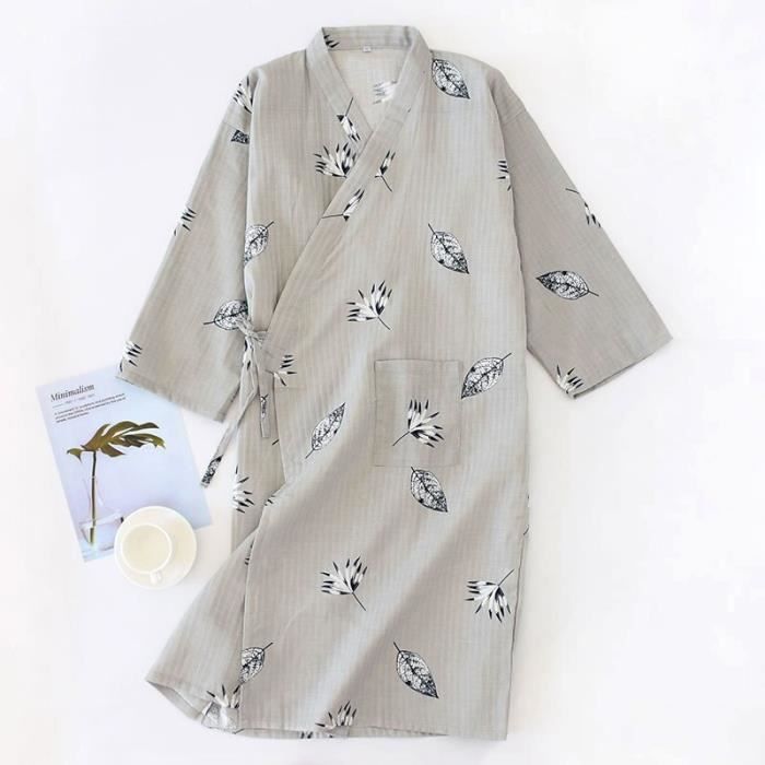 Peignoir De Bain En Gaze De Coton Pour Hommes Kimono Fin Respirant Doux Ample Vetements De Nuit Manches Longues 39fab Cdiscount Maison
