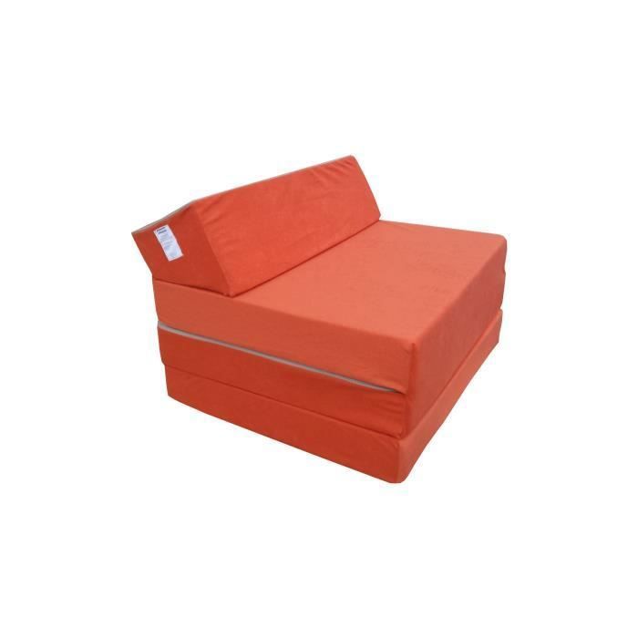 Matelas pliant 200x70x10 cm - NATALIA SPZOO - Orange - 2 personnes - 70x200 cm - Mousse polyuréthane