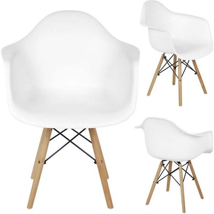 lot de 2 chaises de bar style scandinaves blanc avec accoudoirs laizere