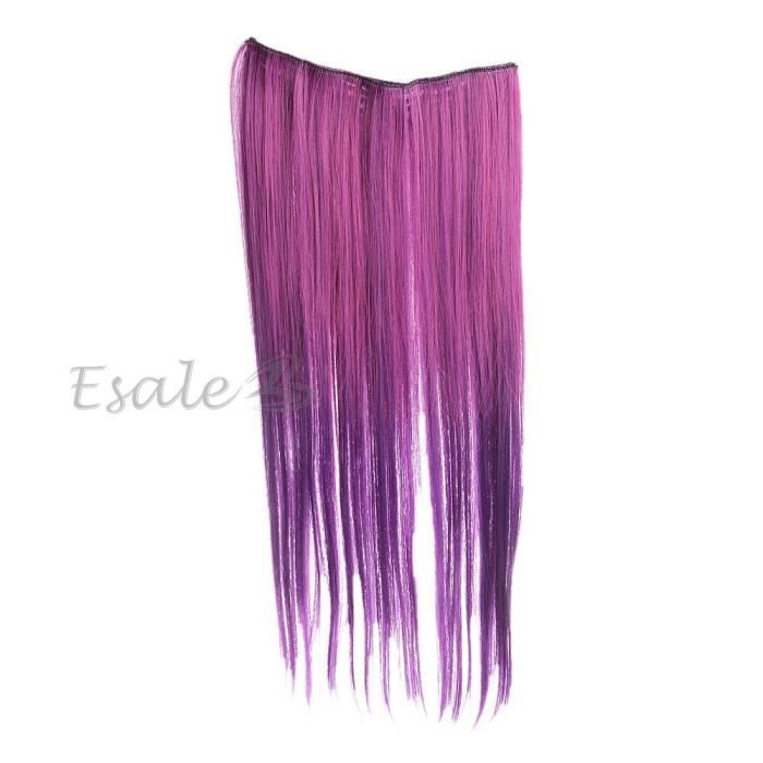 Extension A Clips De Cheveux Longue Droit Fibre Synthétique Violet 60cm Femme Achat / Vente