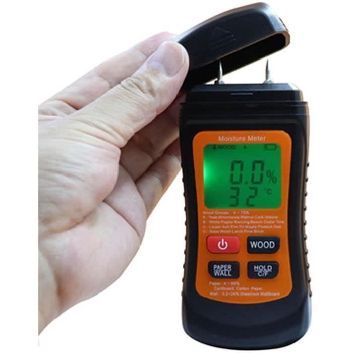 Testeur D'Humidité Pour Bois - Humidimètre à Broches Avec Écran LCD, 4 Modes, Pour Bois De Chauffage, Murs Et Matériaux