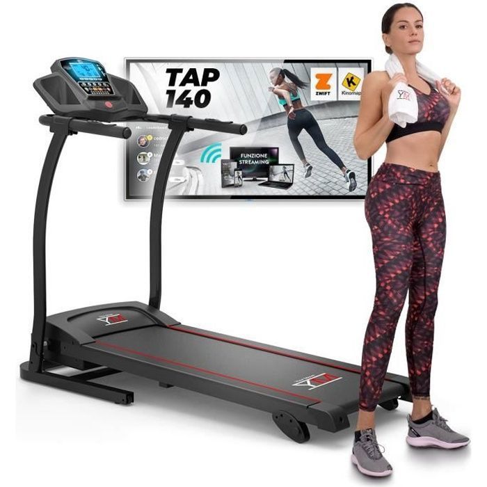 Tapis Roulant Pliable YM YOUR MOVE - 12 Programmes - Bluetooth App Kinomap & Zwift - Inclinaison Réglable - 11 Km/h