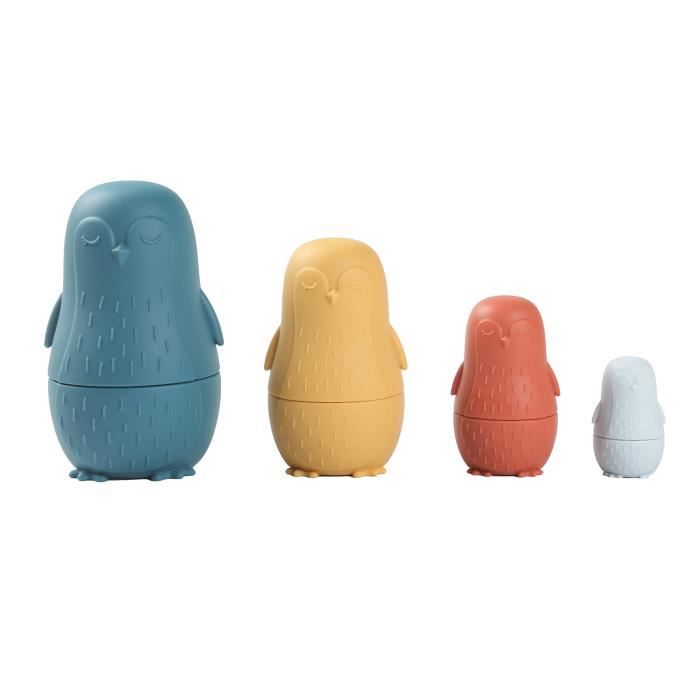 Home Poupees Gigognes Matriochka Silicone Dessin anime Mignon Animaux pingouin empilable poupees Enfants Jouet Cadeau Bleu