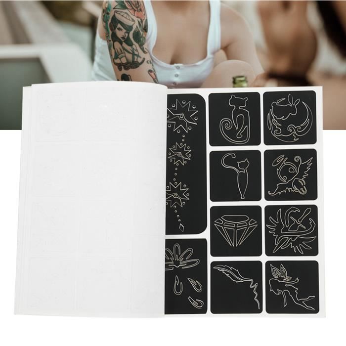 Anjing 290 pochoirs de Tatouage temporaire 18 Feuilles au henné Kit de Tatouage réutilisable Pochoirs au henné 