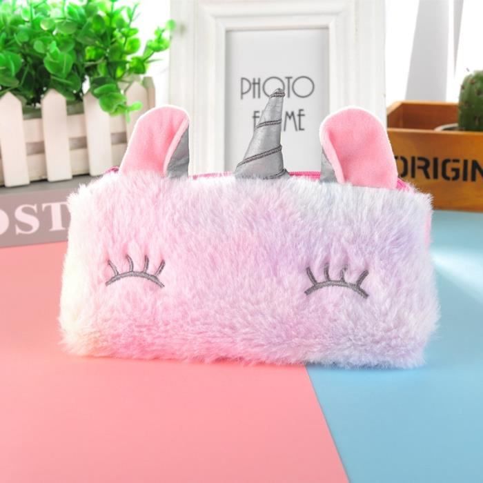 Trousse Scolaire Licorne Peluche – Grande Capacité – Trousse Fille Mignonne Et Douce – Organisateur Kawaii