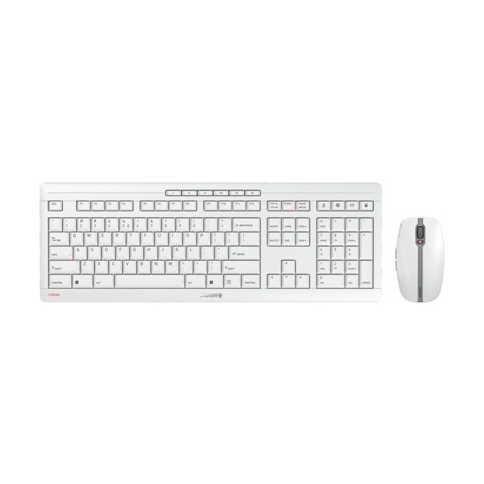 Clavier et souris sans fil - CHERRY - STREAM DESKTOP RECHARGE - Rechargeable - Silencieux - Blanc-Gris