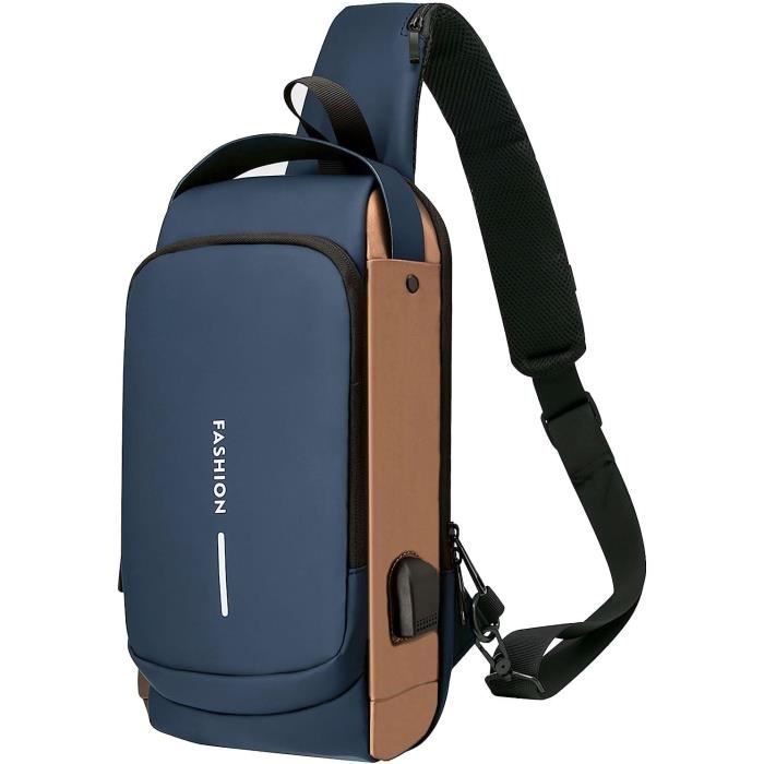 Sac De Poitrine Aucuu Imperméable - Port USB, Bandoulière Réglable - Randonnée, Vélo, Voyage