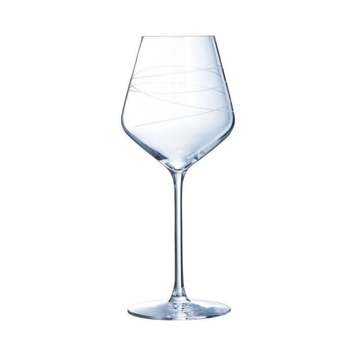 6 verres à pied 38cl Abstraction - Cristal d'Arques - Verre ultra transparent moderne 226 Transparent