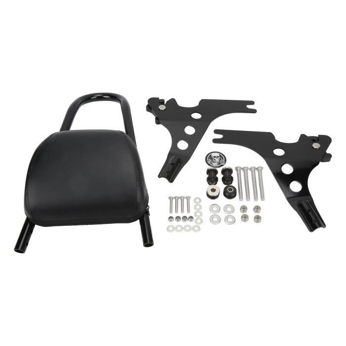 Support chromé et petit coussin de dossier passager arrière lisse pour Harley Davidson Softail Fat Boy Dyna Street Bob Sportster Iron Sissy Bar Pads pour dossier droit Médaillon RÉFER 52626-04