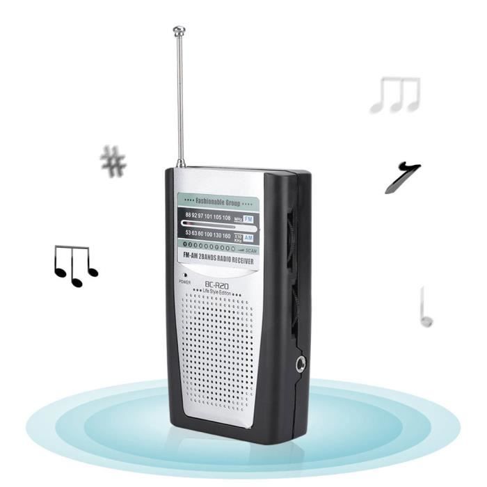 Radio Portable Mini Poche AM/FM - Modèle BC-R119 - Antenne Télescopique, Haut-Parleur Intégré - Piles AA (non Fournies)