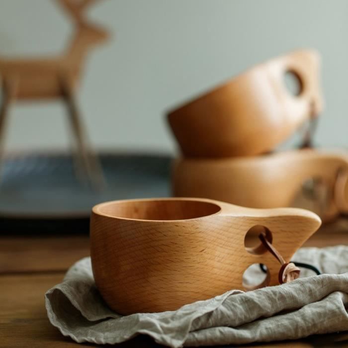 Tasses En Bois, Tasse De Thé En Bois Massif Naturel, Forme Cylindrique