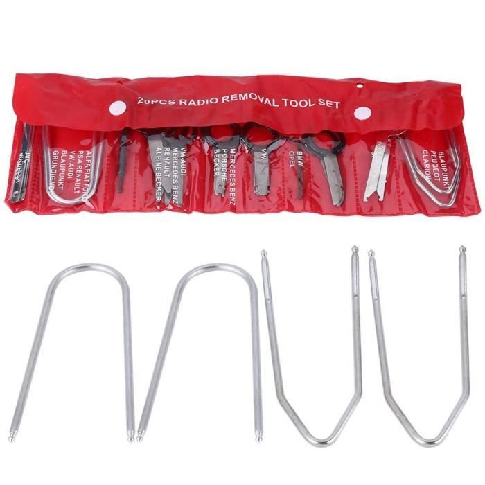 Kit De 20 Outils De Démontage Autoradio - Universel Pour Ford, Mercedes, BMW, Volkswagen... - Sac Inclus