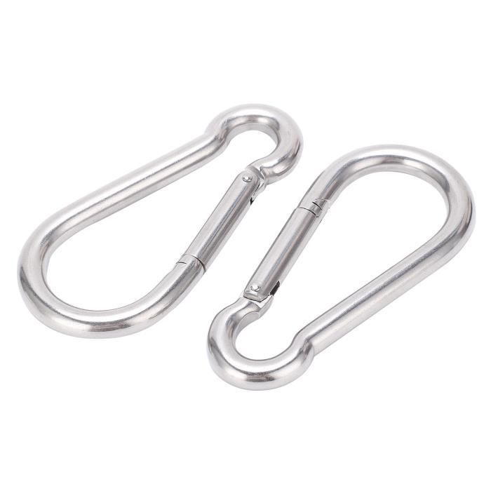 Biqing 6PCS Mousqueton Escalade 32mm Acier Inoxydable 316 - Pour Camping, Randonnée Et Usage Quotidien