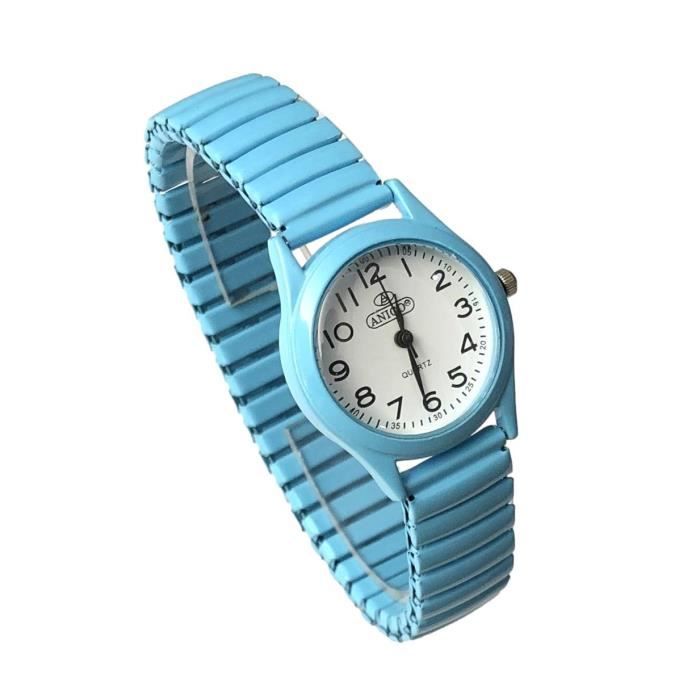 Montre Femme turquoise Bracelet Extensible Elastique