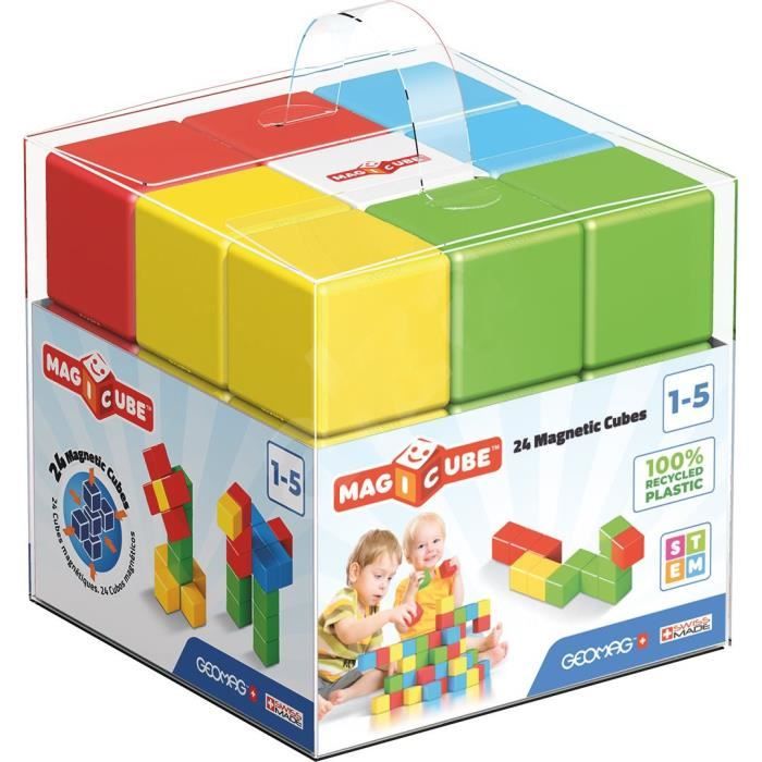 jeu de construction magicube green line junior 24 pièces - geomag - multicolore - enfant - mixte