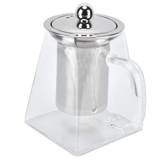 Bonne Théière En Verre Avec Infuseur En Acier Inoxydable Et Couvercle, Verre Pyr