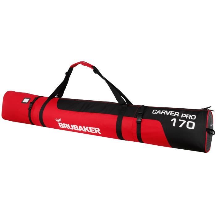 BRUBAKER 'Race Champion' - Housse à Skis à roulettes pour 2 Paires de Skis + bâtons - 170 cm - Noir/Orange - Zip Blanc