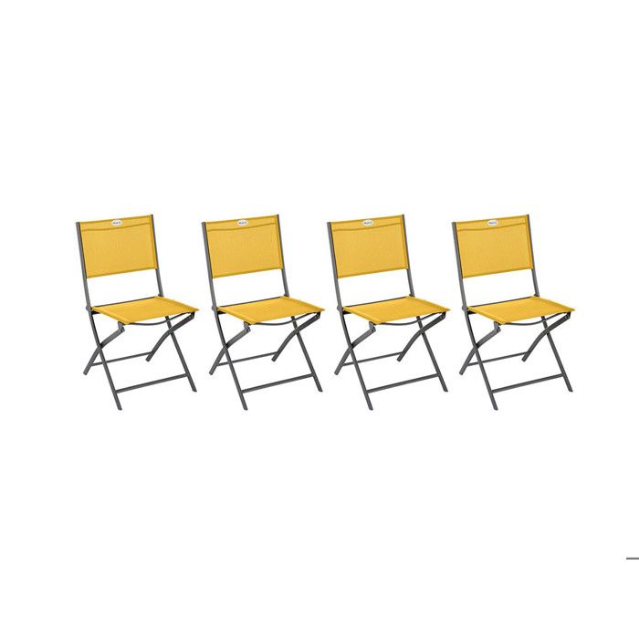 Lot de 4 Chaises de jardin pliante métal Modula Moutarde/Graphite - Hespéride