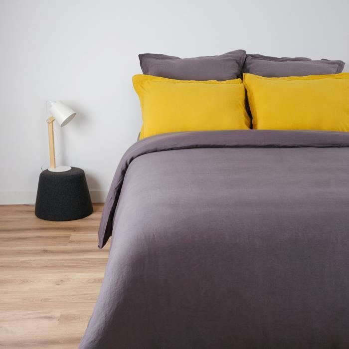 LINANDELLE Housse de Couette Unie Coton Percale et Taie VAELIA
