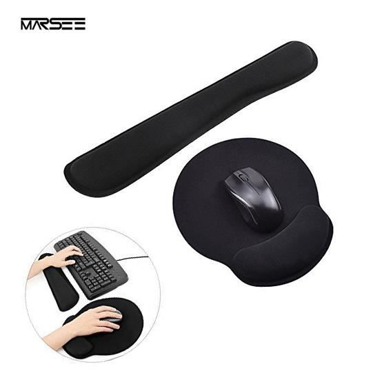 Tapis de Repose Poignet Clavier Ergonomique Gel Mouse Pad Gaming Base en Caoutchouc AntidérapantNoir