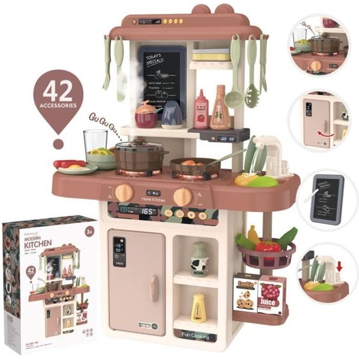 Spielwerk Cuisine pour Enfants Bois dinette cuisinière réglable Hauteur 35  Accessoires Jeu éducatif Jouet d'Imitation