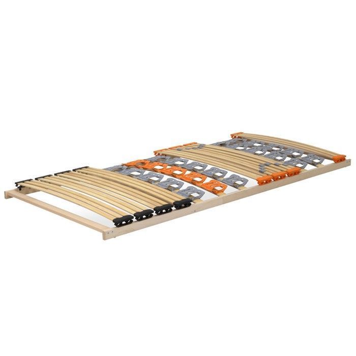 NAM Sommier à lattes ergonomique en bois avec plots de soutien 7 zones de confort 90X200 cm