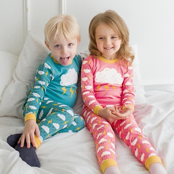 2-7 Ans Enfant Unisexe Fille Garçon Pyjamas 2 Pcs Ensemble de Vêtement ...