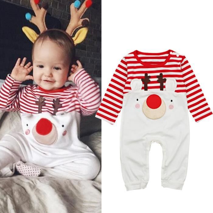 0 24 Mois Mignon Bebe Fille Tenue Motif Rayure Blanc Rouge Combinaison A Manche Longue En Forme De Elaphurus Davidianus Rouge Cdiscount Pret A Porter