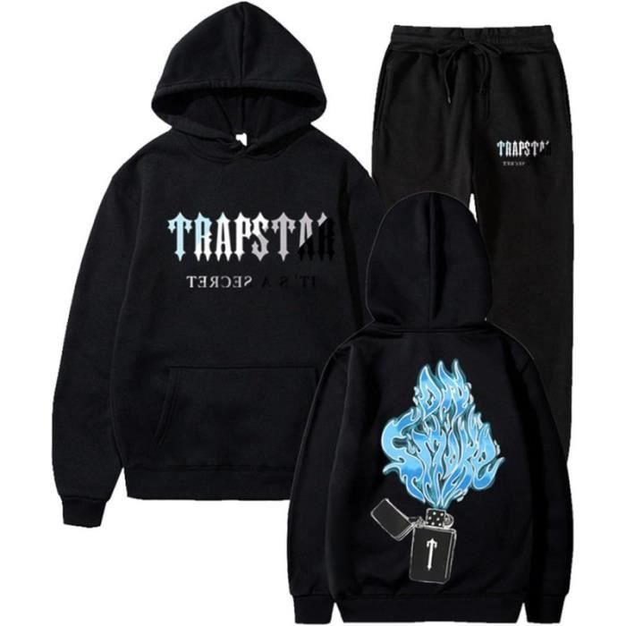 Unisexe Pull Sweat Shirt Sweatshirt Trapstar Ensemble Homme 2 PieCes Conjunto Jogging Automne Hiver SurveTement a Capuche Pantalon 01 noir Cdiscount Pret a Porter
