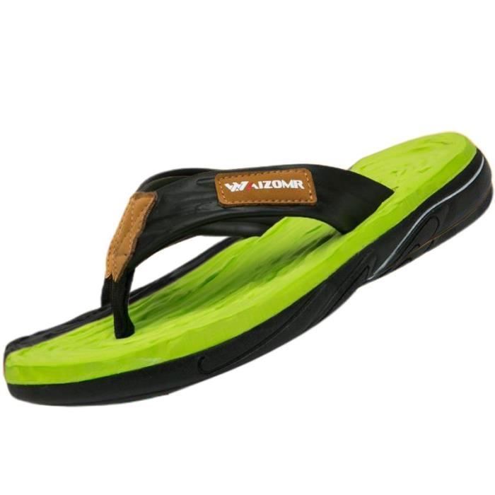 Tongs Homme,Taille 39-45EU Tong Homme de Plage Design Antidérapant,Tongs  Homme Confortable Semelle épaisse-Vert