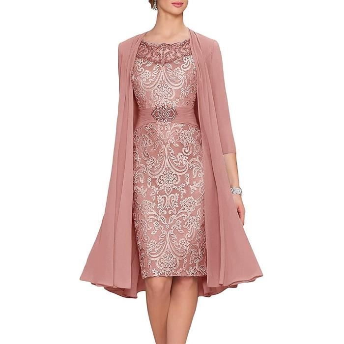 Robe De Soirée Mère De La Mariée Dentelle Manches Longues Avec Veste - Élégante ZM047