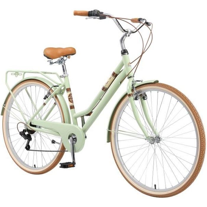 Vélo de ville BIKESTAR pour femmes - 28 pouces - 7 vitesses Shimano - Menthe